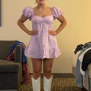 Amanda Uprichard Lavender Puff Sleeve Mini Dress